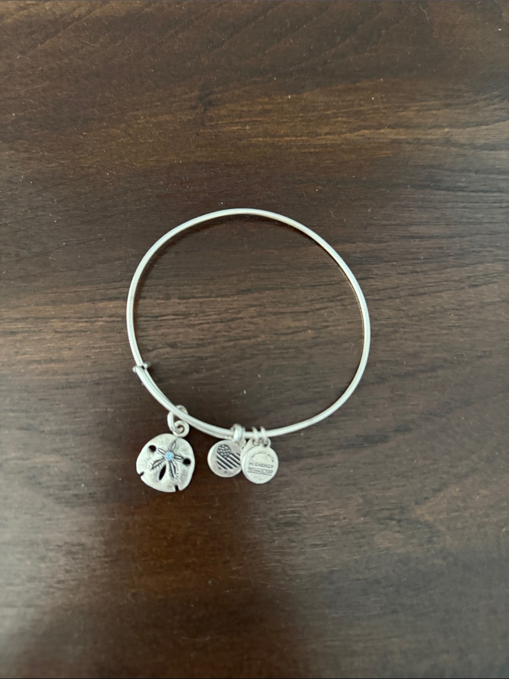 Alex and Ani Silver Sand Dollar Charm Expandable Bangle